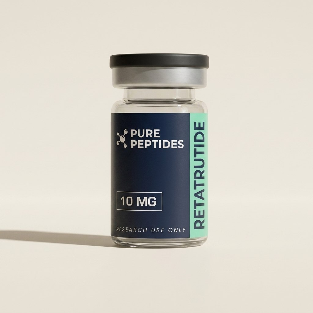 Pure Peptides Retatrutide research vial, front view